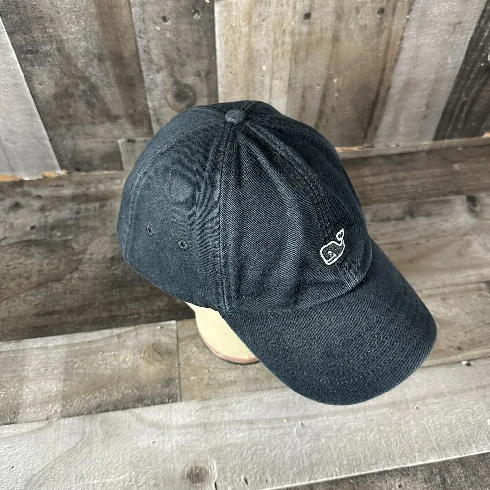 Vineyard Vines Adjustable Baseball Cap - Black‎ Whale Logo